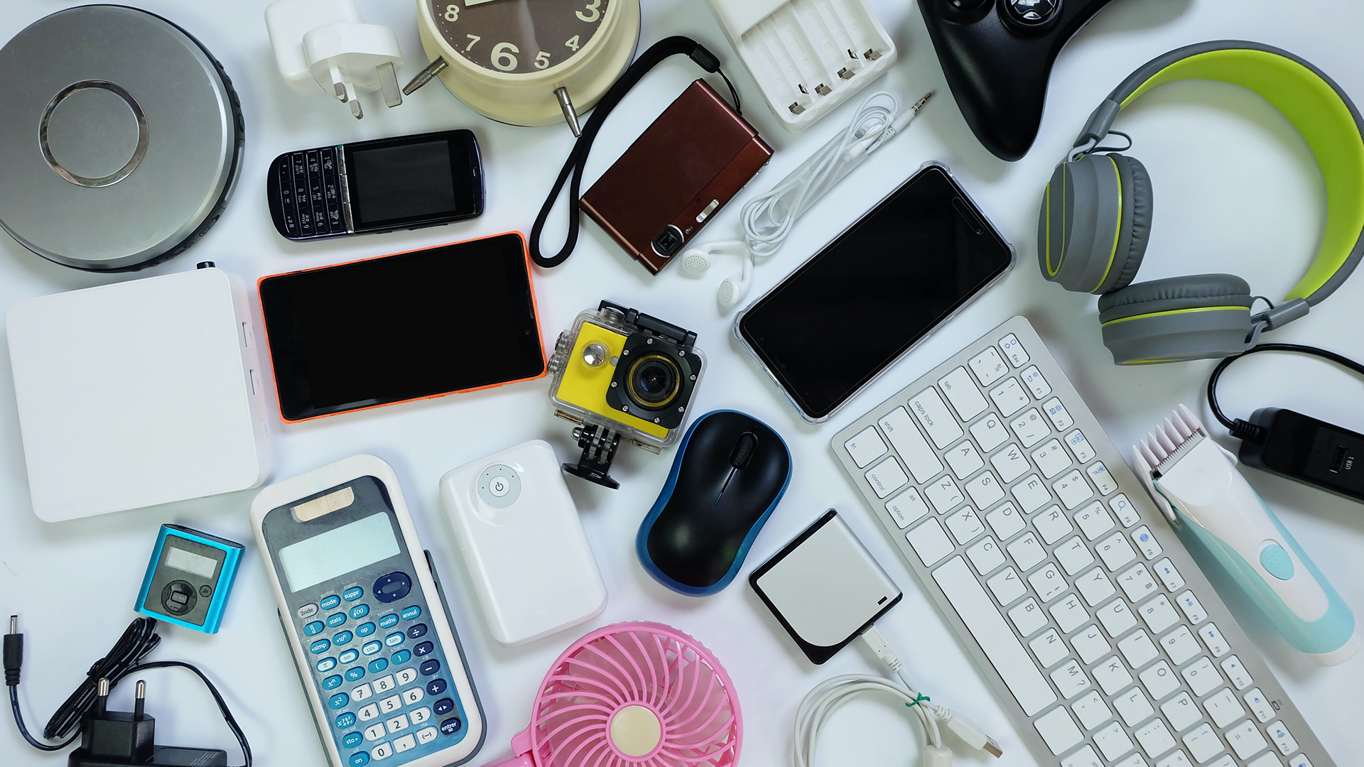 a collection of devices on a table
