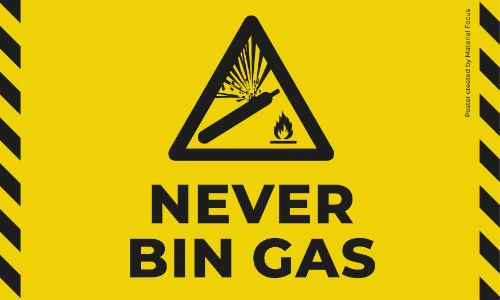 thumbnail of a never bin gas canister poster