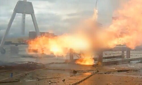 Newcastle Uni battery fire re-enactment showing what happens when batteries are crushed or damaged in bins