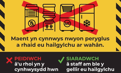 a part of A poster for Temperature Control Devices HWRC Safety Poster in Welsh