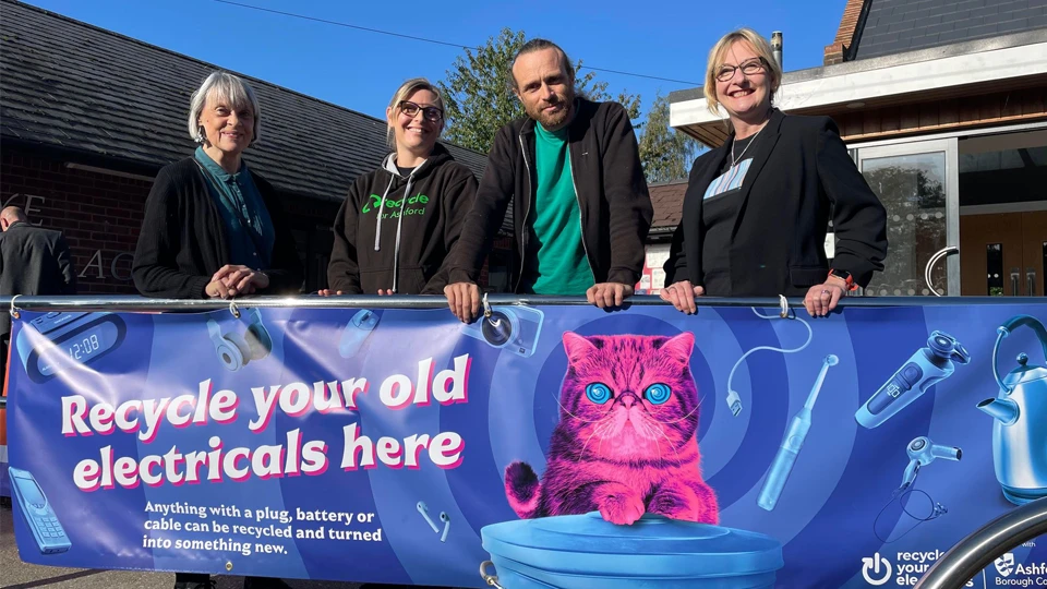 Report hero image with four people standing in front of a hypnocat banner